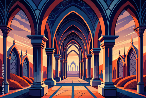 Intricate Background of Gothic Archways