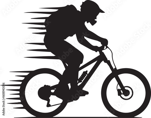 Mountain biker silhouette speed motion downhill