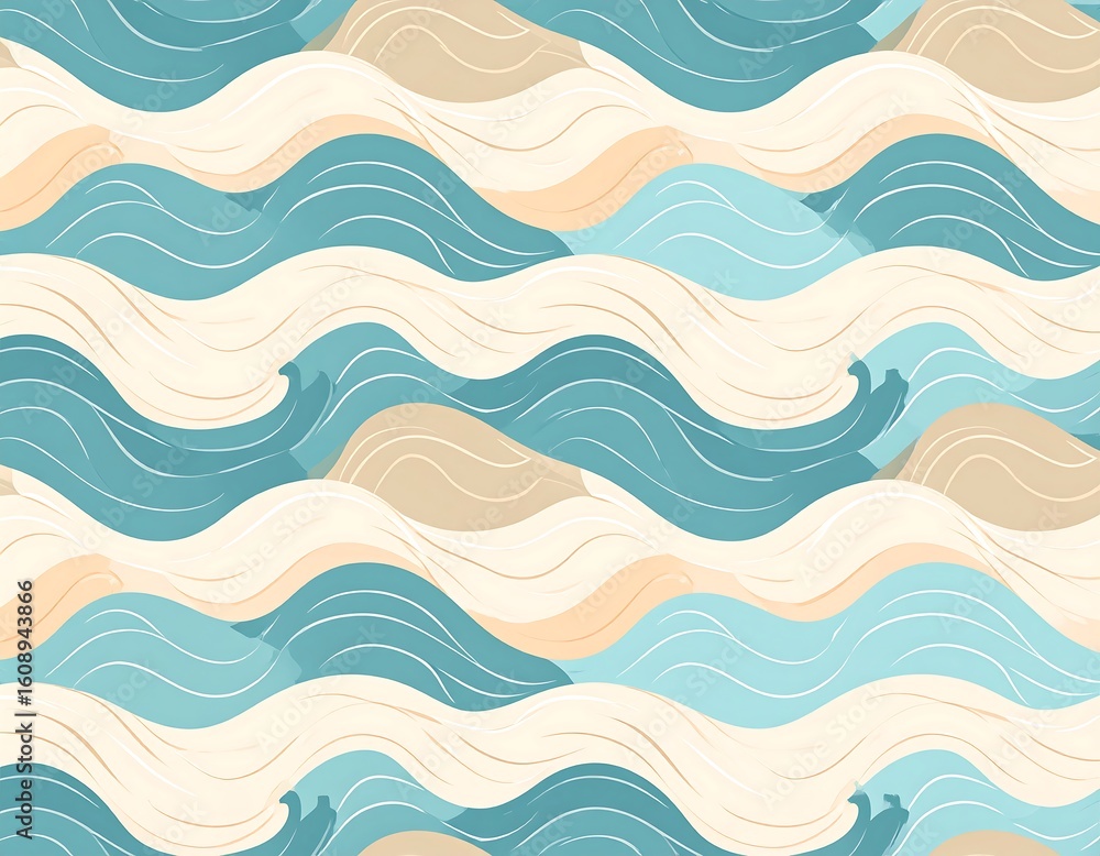 Fototapeta premium Stylish and Elegant Wave Pattern Illustration with a Harmonious Blend of Colors and Smooth Lines