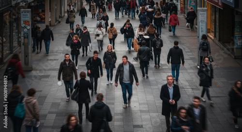Pedestrians walking on a city street.