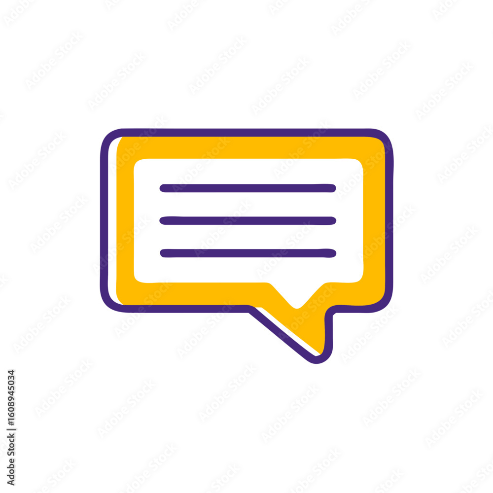 Minimalist Chat Bubble Icon – Flat Message Symbol in Yellow and Purple Minimalist Chat Bubble Icon – Flat Message Symbol in Yellow and Purple