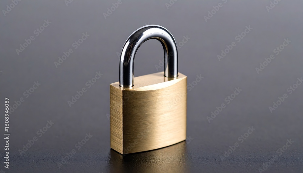 Fototapeta premium Gold padlock on dark surface