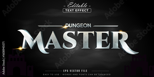 Chrome dungeon master text, editable text effect.