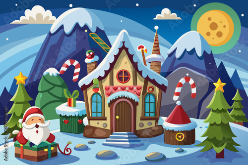 Santa's Workshop at the North Pole Cartoon Vector