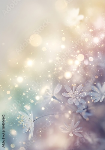 Dreamy floral beauty with shimmering bokeh effect evoking tranquility and peace