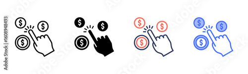 Cost Per Click icon set multiple style collection