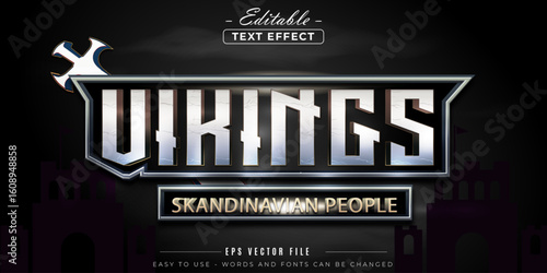 Viking scandinavian people text, editable text effect.