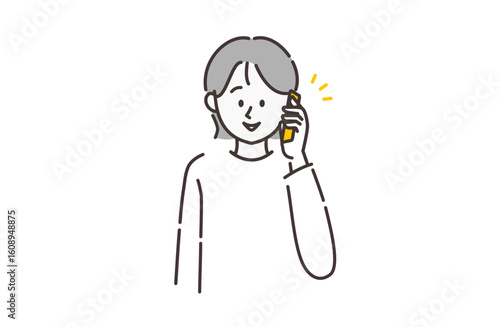 スマホを使っている女性のイラスト