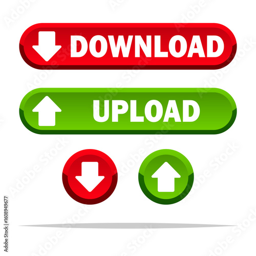 Download and upload button vector isolated illustration