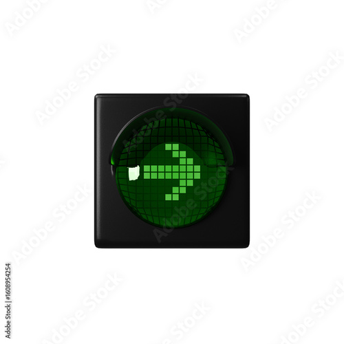 3d Render Green Traffic Light with Arrow. Filter Traffic Light Illustration.