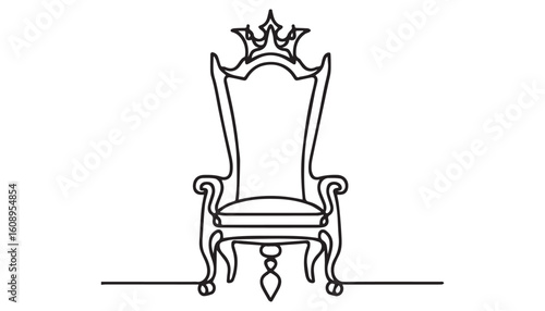 Continuous one single minimal line drawing throne chair