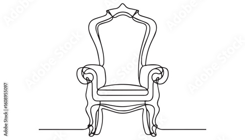 Continuous one single minimal line drawing throne chair