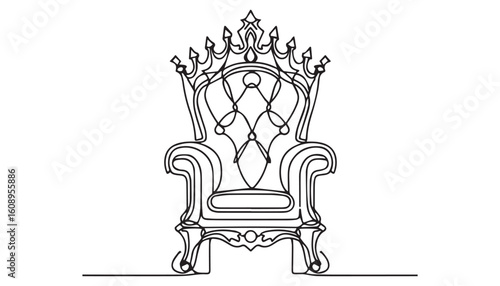 Continuous one single minimal line drawing throne chair