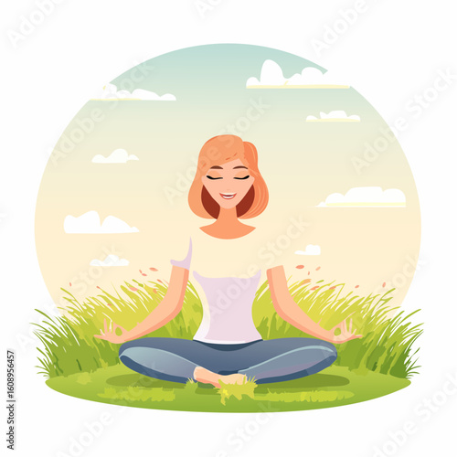 Peaceful Woman in Yoga Pose