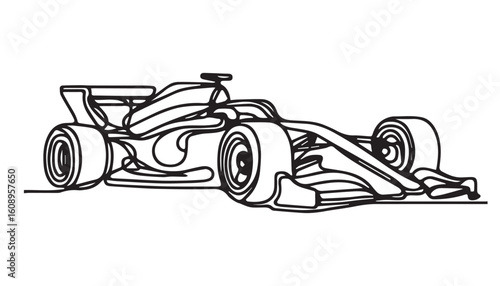 Continuous one single minimal line drawing formula 1 racing car