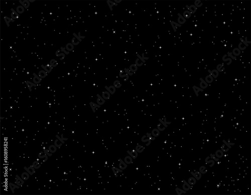night time sky background with glittering stars, vector