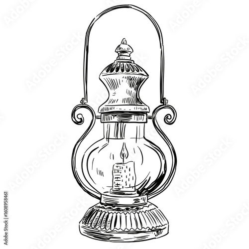 Vintage lantern handdrawn illustration⁠
