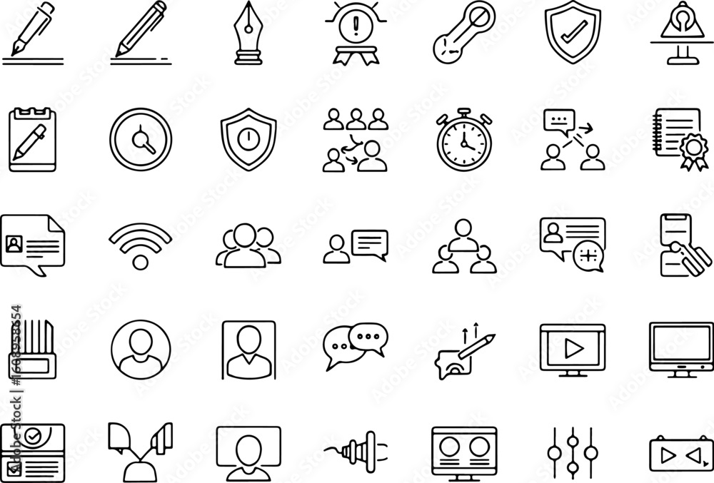 Fototapeta premium Vector art of set of business and technology icons