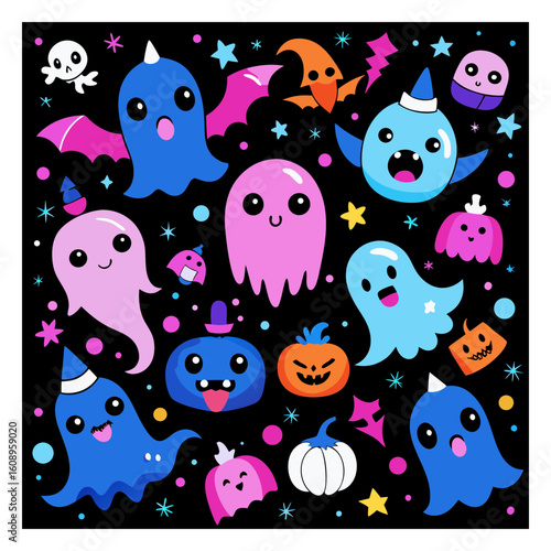 seamless pattern with funny monsters