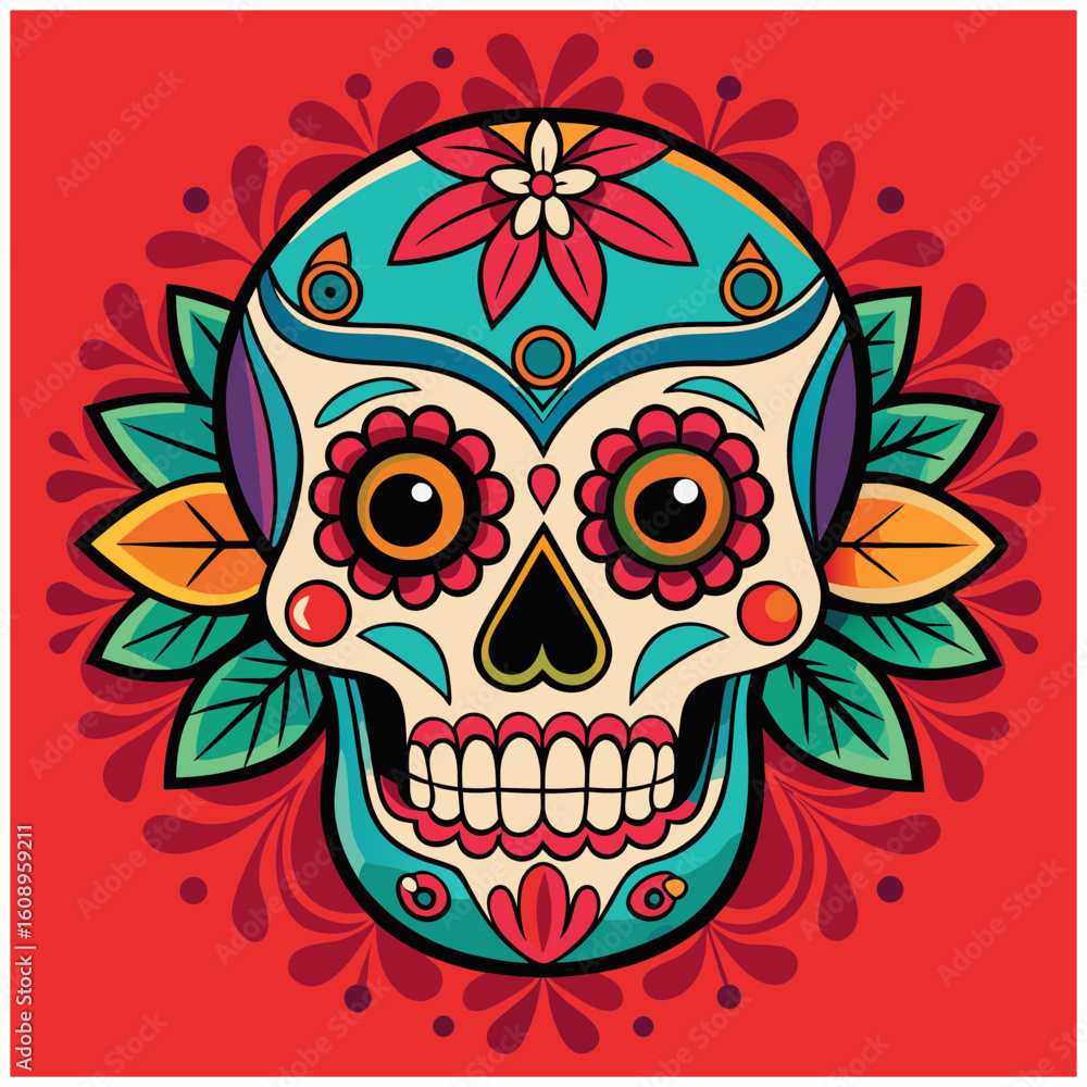 Fototapeta premium skull with flowers