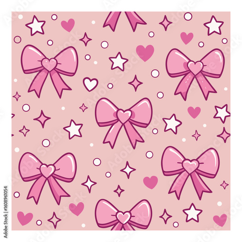 seamless pattern with pink bows