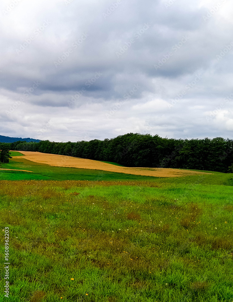 Obraz premium Dark clouds over field in Kashubia