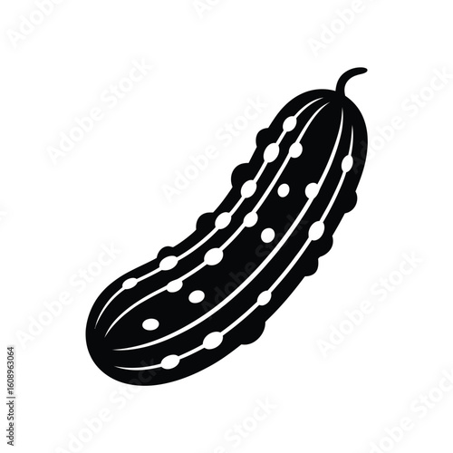 Simple black and white silhouette of a gherkin pickle