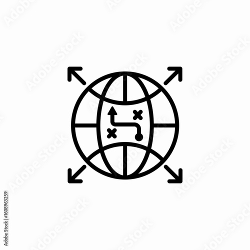 global strategy expansion icon sign vector