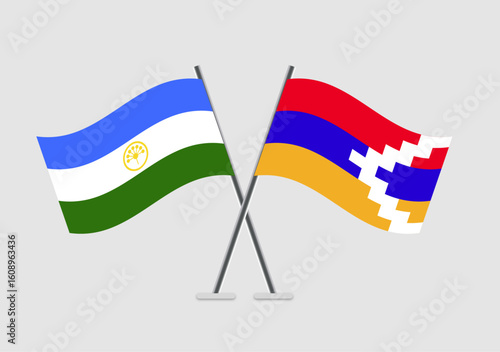 Bashkortostan and Nagorno-Karabakh Republic vector flags image ideal for posters or prints