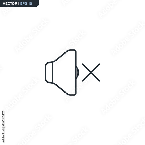 No sound, linear style sign for mobile concept and web design