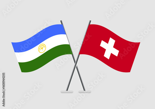 Bashkortostan and Switzerland vector flags with clean flat pole design
