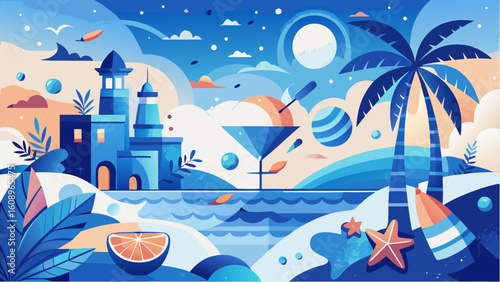 summer holiday background with cocktail