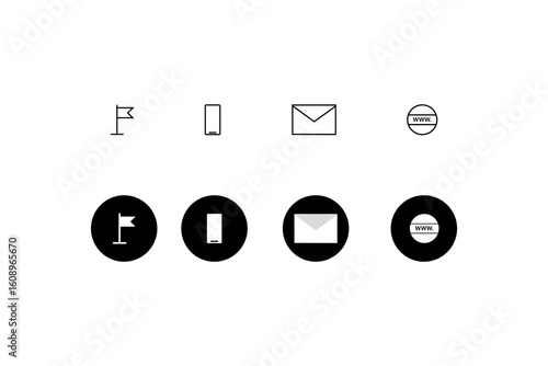 location, phone, mail, website icons in eps 10 vector format.