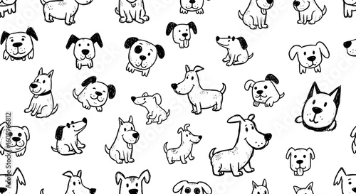 Seamless pattern of cartoon dogs, perfect for kids wallpaper