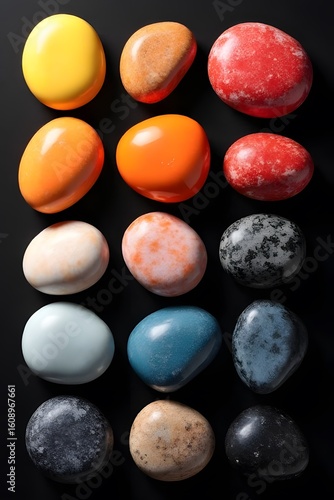 The stones vary in color  with different textures and natural patterns
