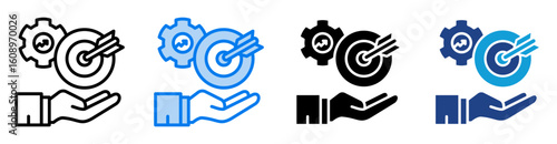 Goal Achievement icon set multiple style collection