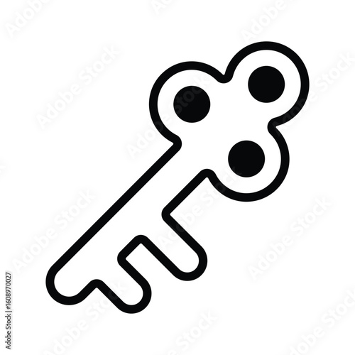 Stylish glyph style icon of old vintage key