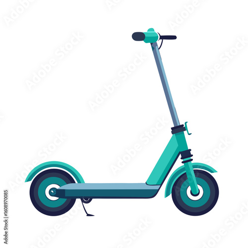 A modern electric scooter illustration in teal and dark blue colors, no background vector file.