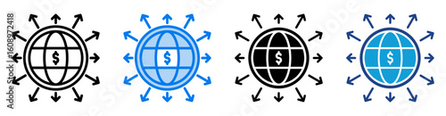 Market Expansion icon set multiple style collection
