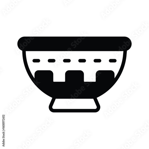 Trendy glyph style icon of painted ancient bowl