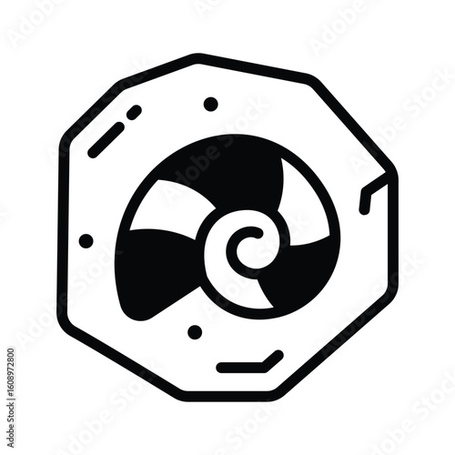 A modern glyph icon of spiral-shaped fossil