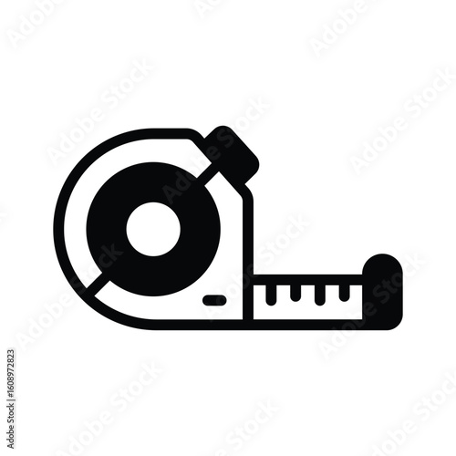 Premium glyph style icon of coiled measuring tape