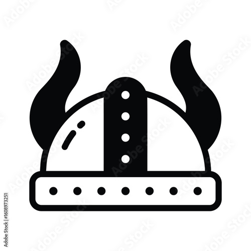 Sleek glyph style icon of traditional viking helmet