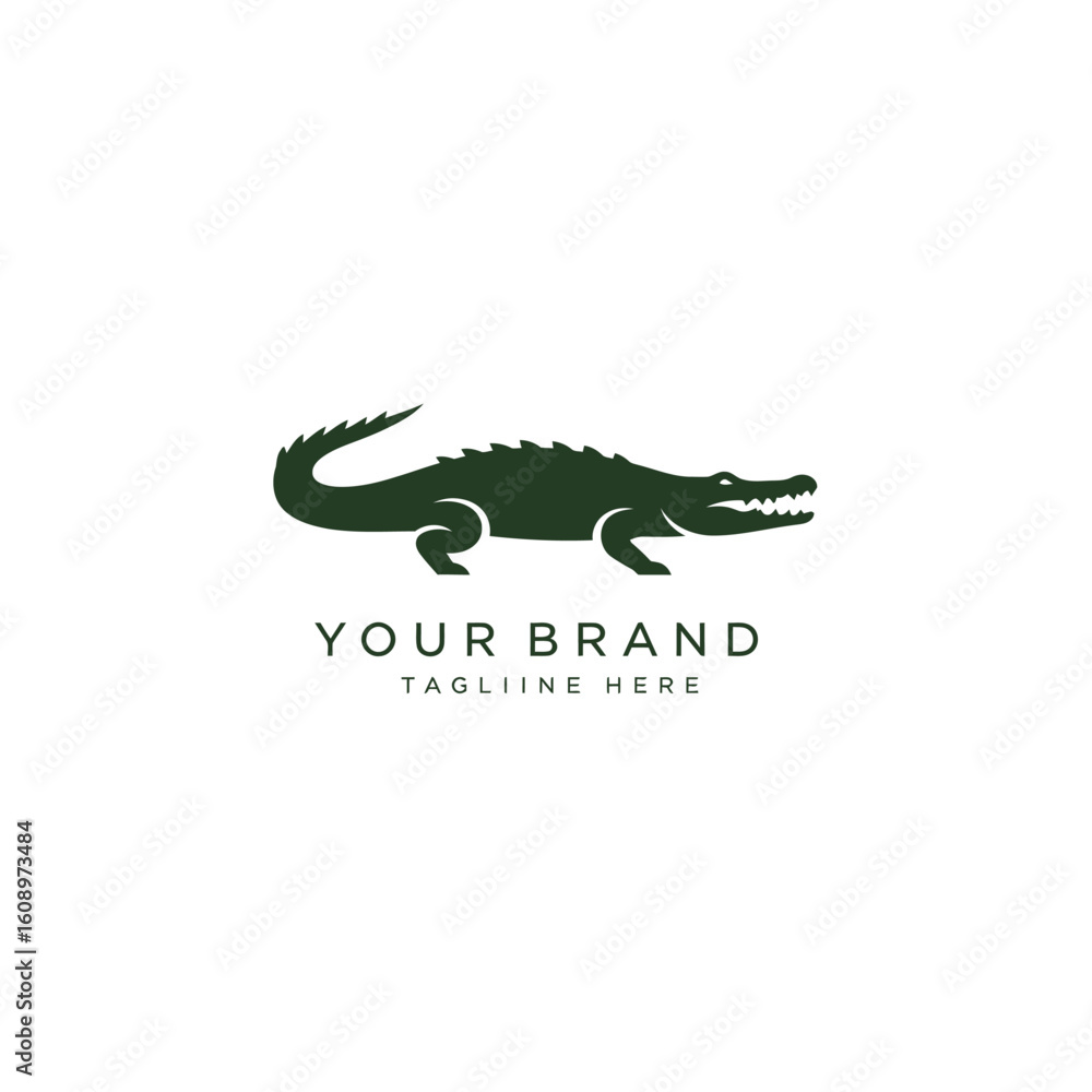 Obraz premium Crocodile logo vector illustration. Alligator brand identity silhouette