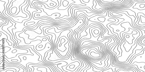 Abstract discovery topographic map banner texture background, dense lines  background of the topographic map, geographic mountain relief Minimal seamless area vector topo paper lines topographic.