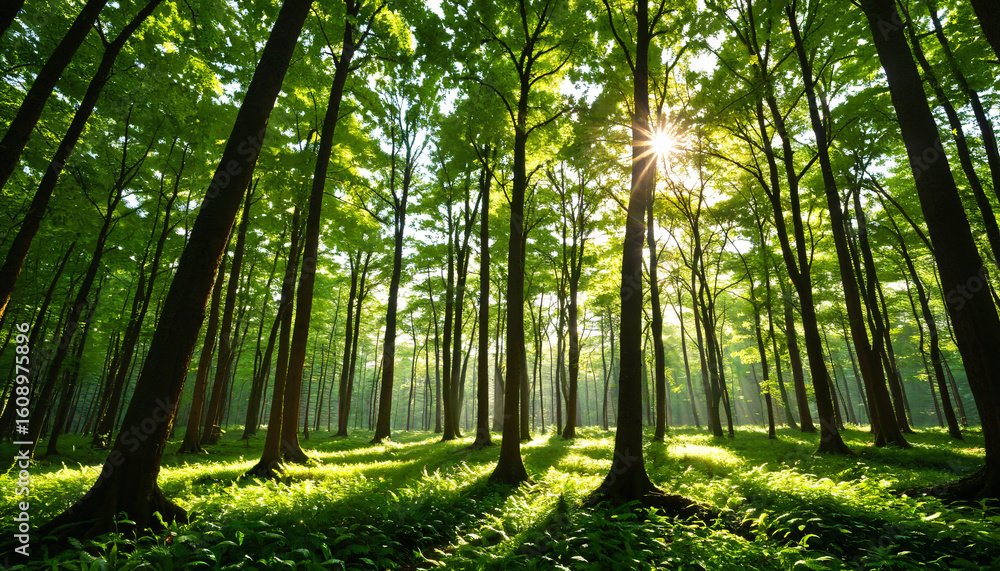 Fototapeta premium Une forêt luxuriante sous le soleil