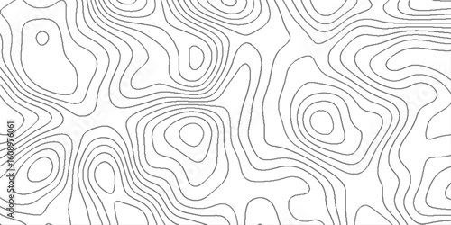 Beautiful line art topographic map, abstract cartography artistic map topographic contour in lines and contours topo design, white on black background Topographic line map pattern and modern.