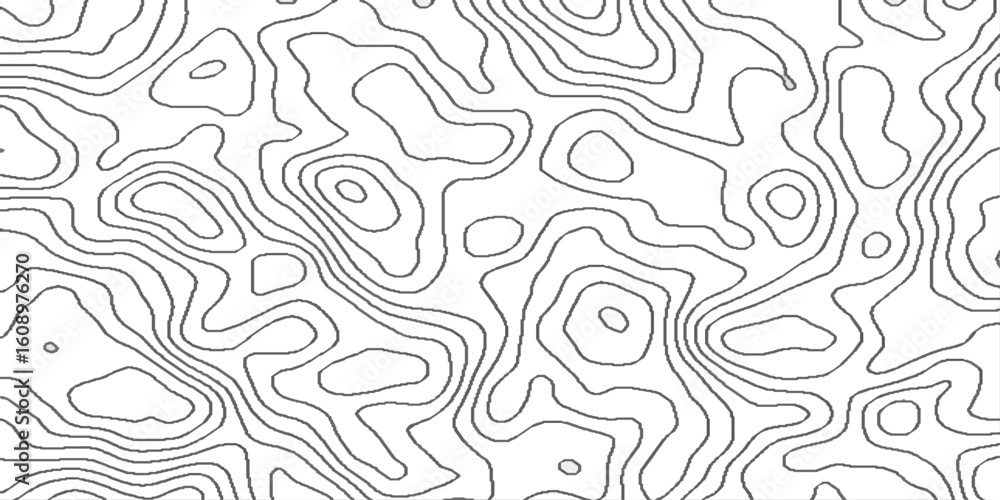 Fototapeta premium Topographic contour lines map seamless pattern, vector natural shadow papercut web topography map spiral line, pattern shape in organic wood on white and transparent background.