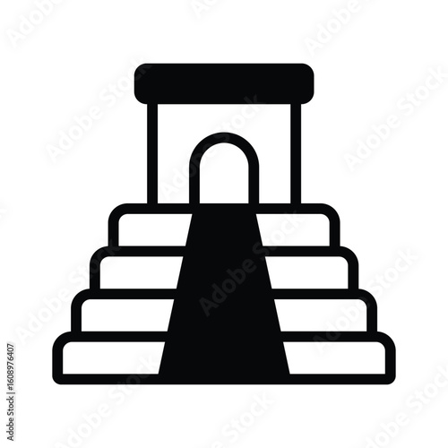 Modern glyph style icon of mayan-style itza carving