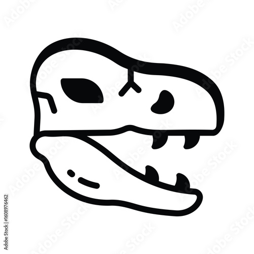 Handy glyph icon of giant dinosaur skull